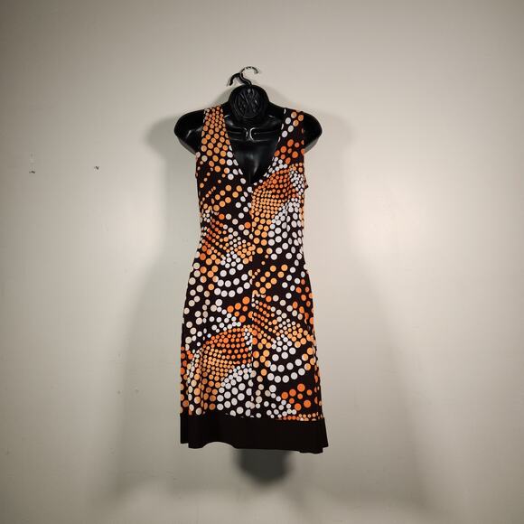 TABOO Knee Length Dress Women Large Orange Brown Babydoll Mod Retro 70s Vintage - Picture 3 of 9